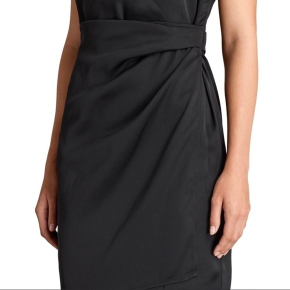 All Saints Women's Black Anika Dress Wrap Style Above Knee Evening - Picture 8 of 10